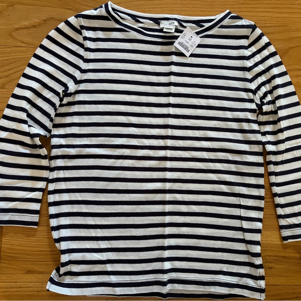 NWT J.Crew XXS 3/4 sleeve striped shirt
